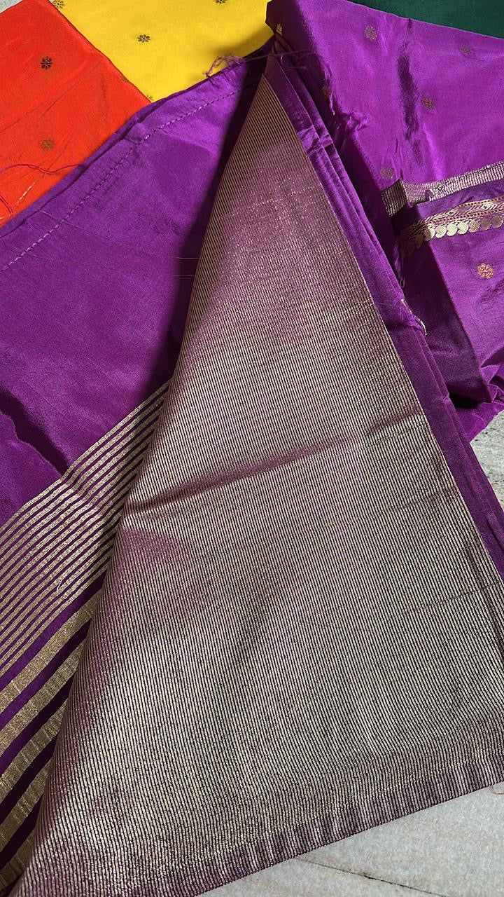 Vintage banaras soft silk sarees with allover weaving and rich unstitched blouse