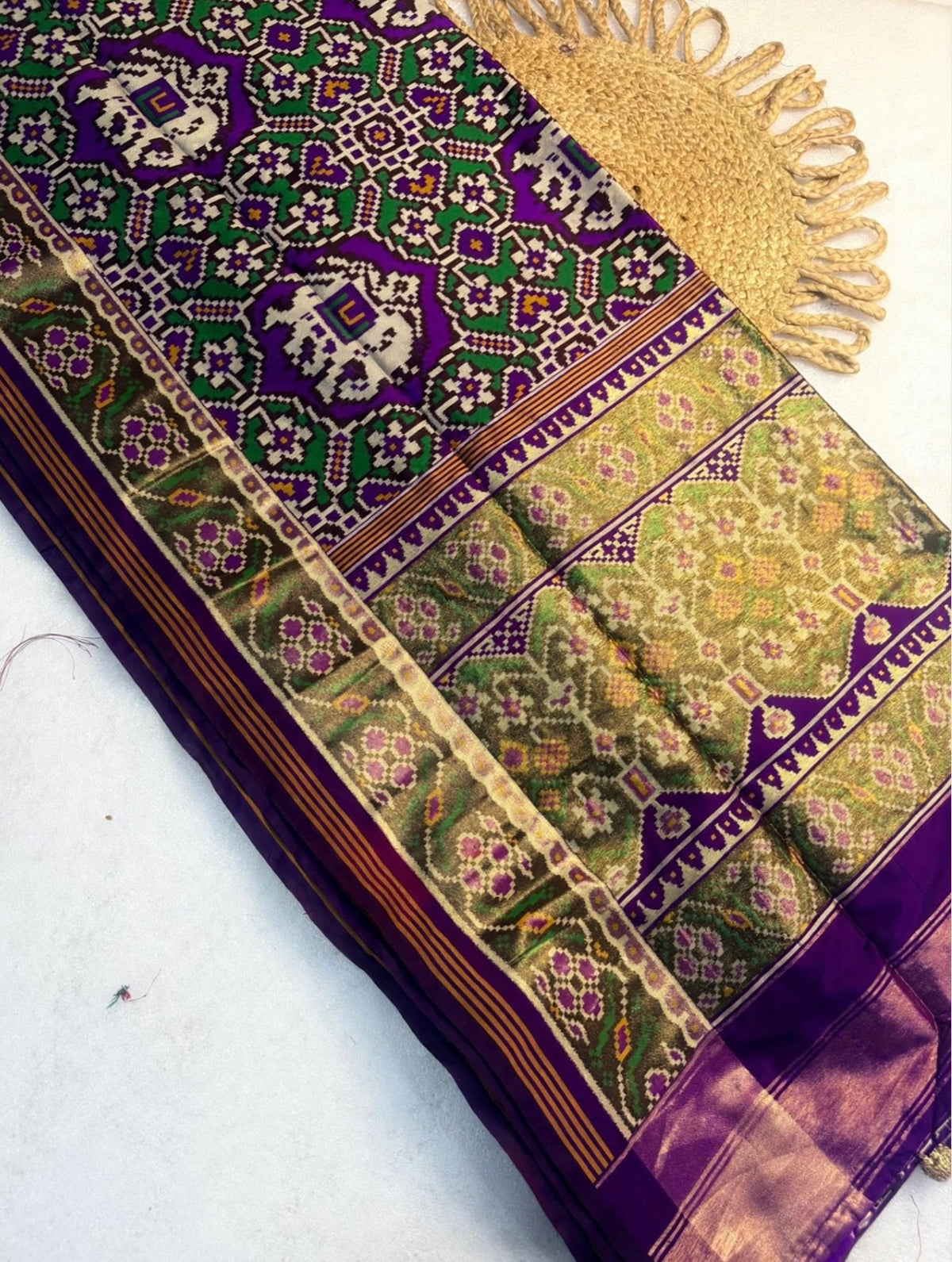 Semi fancy patan patola silk sarees with tissue pallu and borders