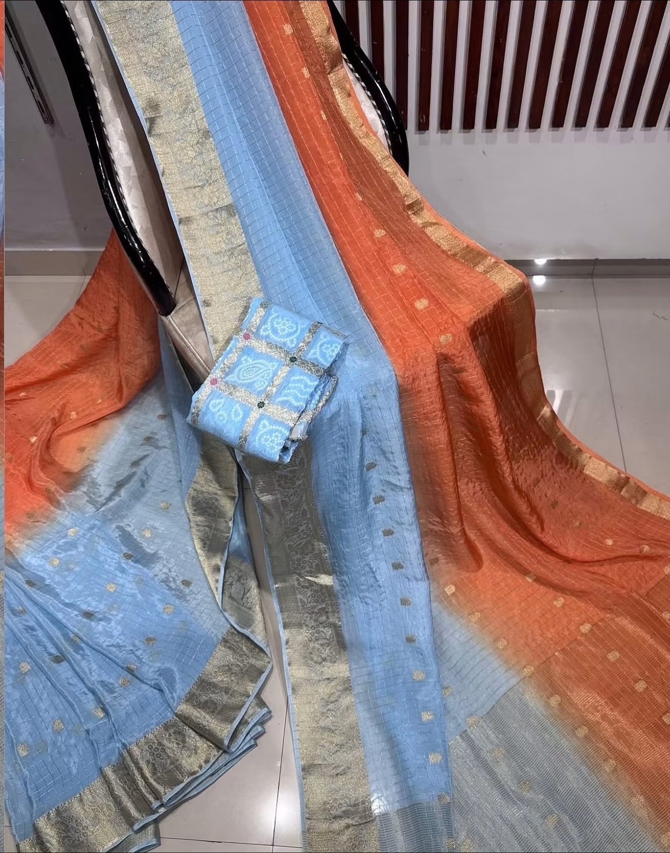 Exclusive shaded banaras crepe silk sarees with intricate weaving and unstitched rich bandini blouse