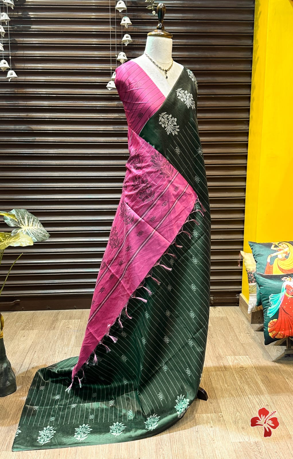 Fancy tussar silk cotton saree in unique combination
