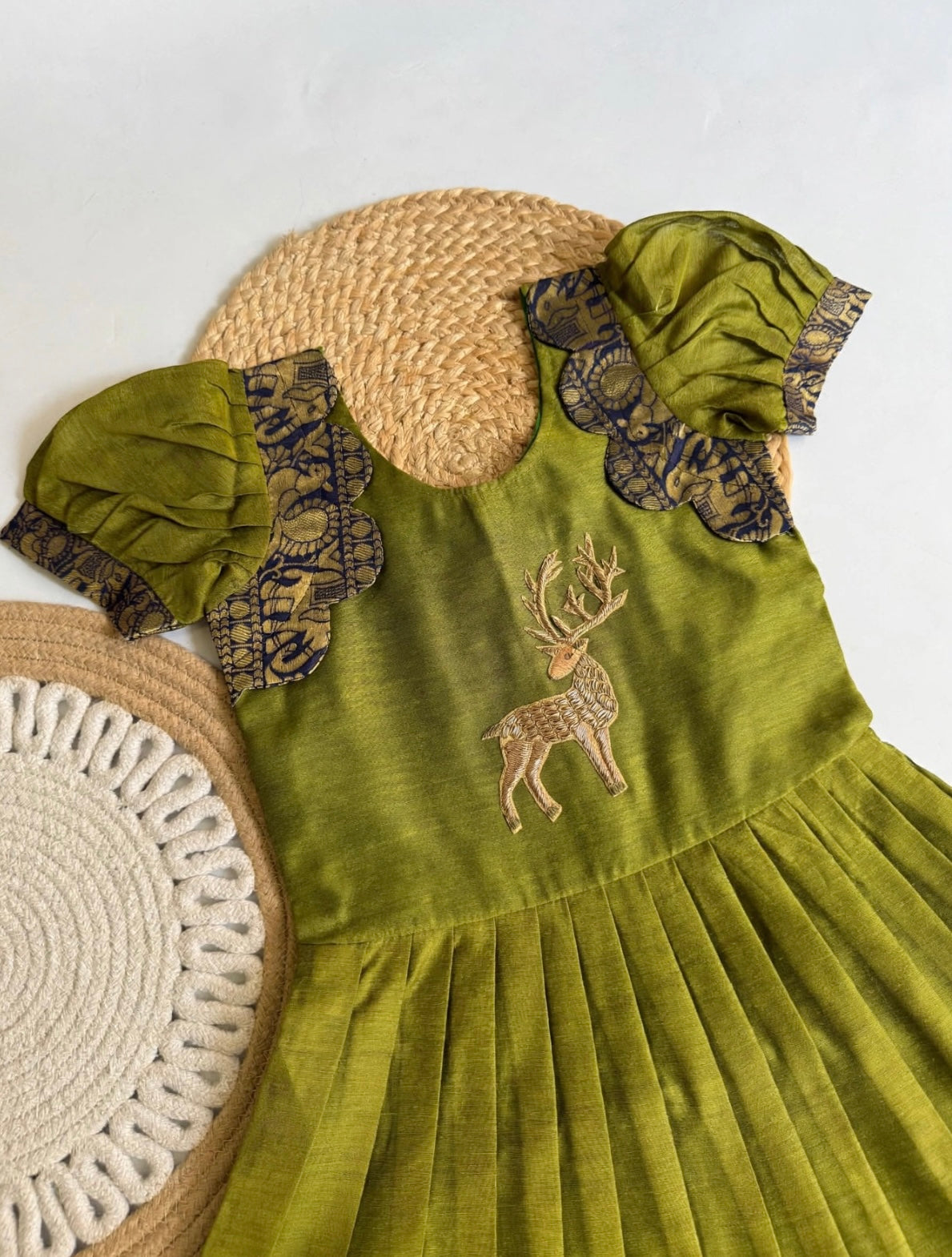 Narayanpet silk cotton fully stitched dresses with handwork (1-16 years)