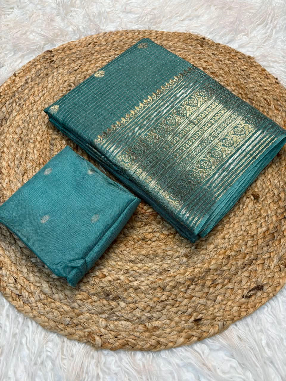 Vintage banaras crepe silk sarees in checkered weaving rich pallu and blouse