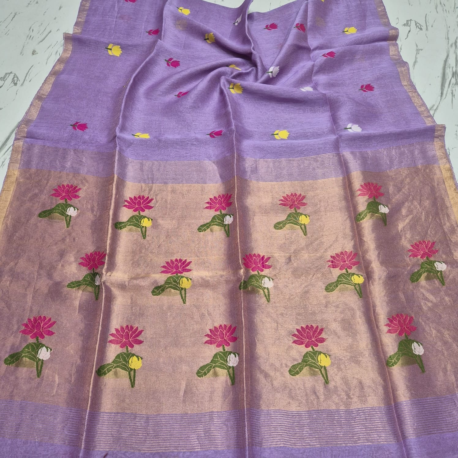 Handloom pure jamdani silk sarees with meenakari weaving