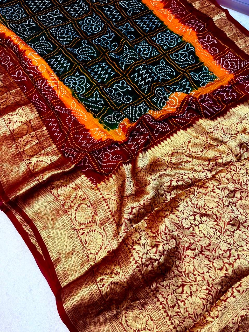 Banaras bandini soft silk saree with rich weaving borders and blouse