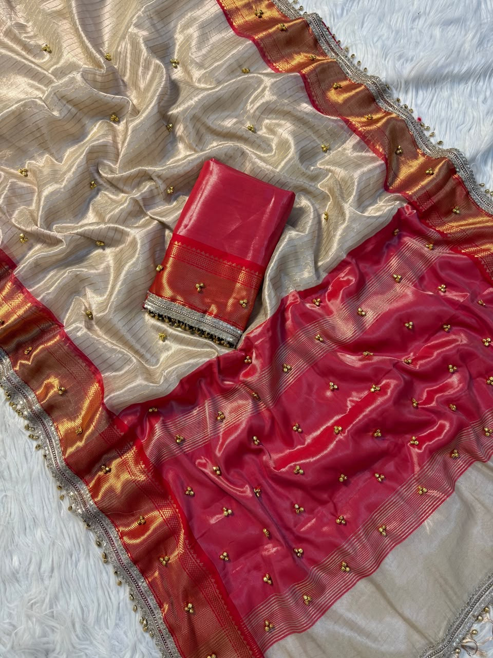 Banaras tissue silk saree in ghungroo handwork