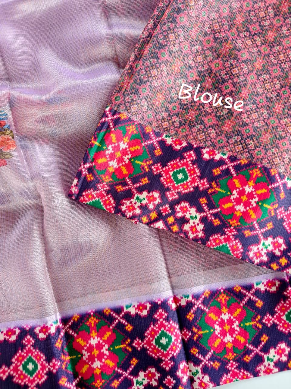Exclusive tissue silk sarees with patola borders pallu and blouse