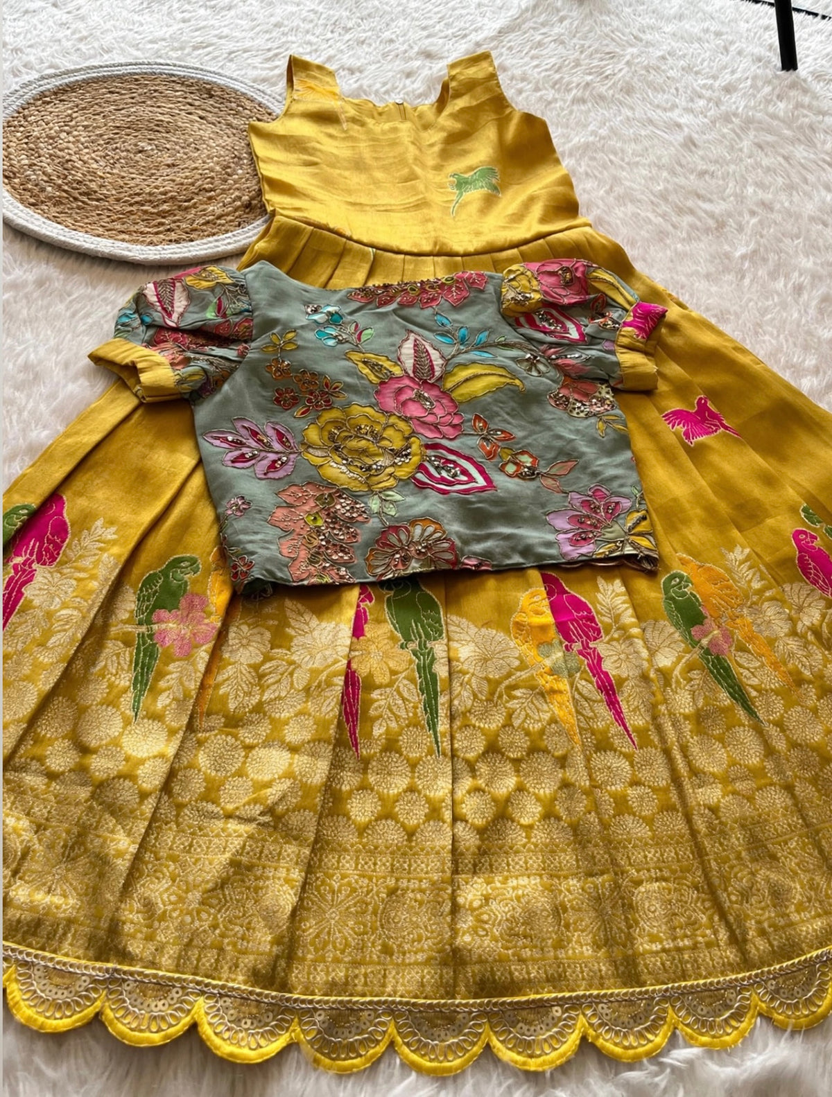 Banaras tissue silk dresses with meenakari weaving and jacket (1-17 years )