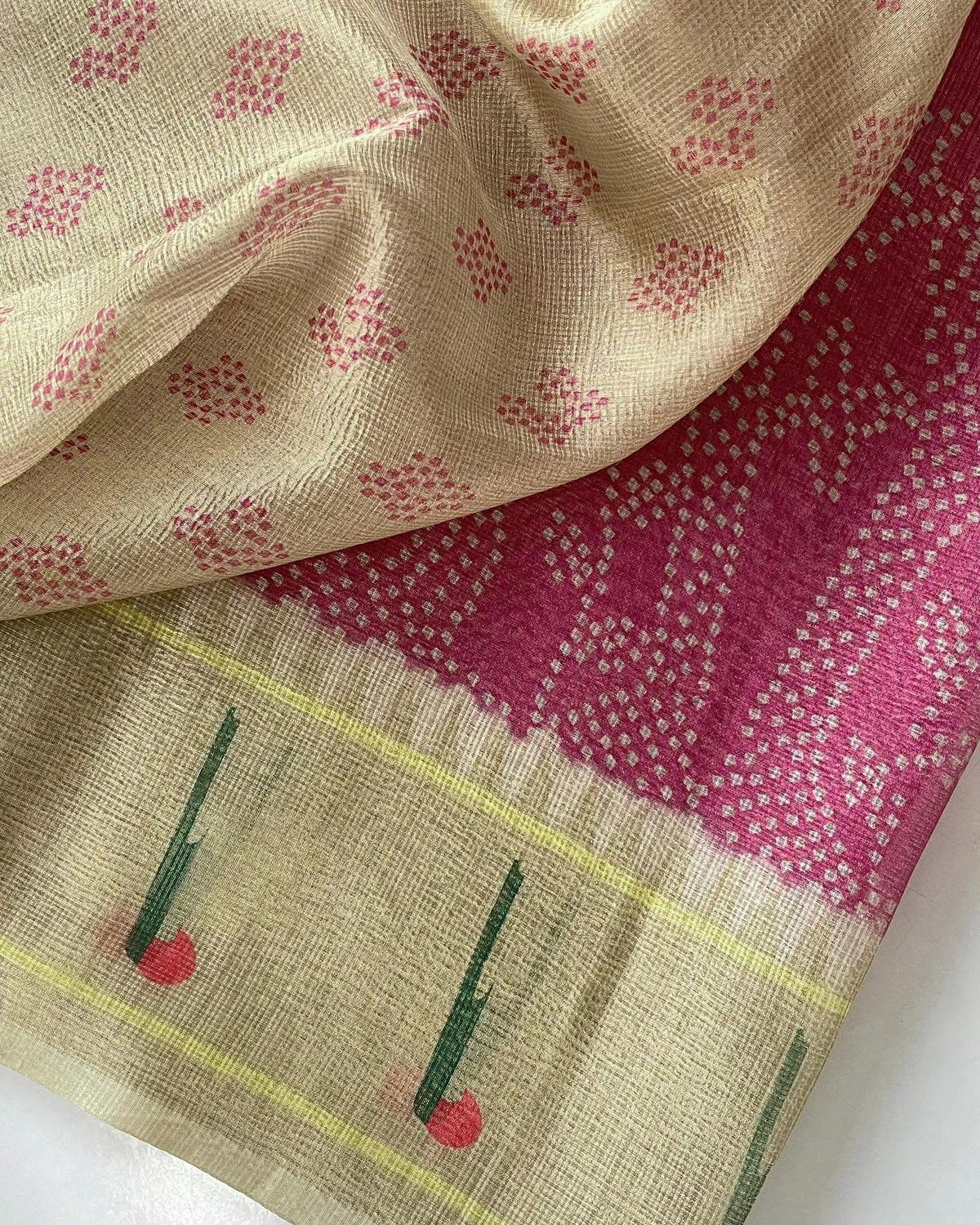 Kota bandini sarees with paithani border pallu and blouse
