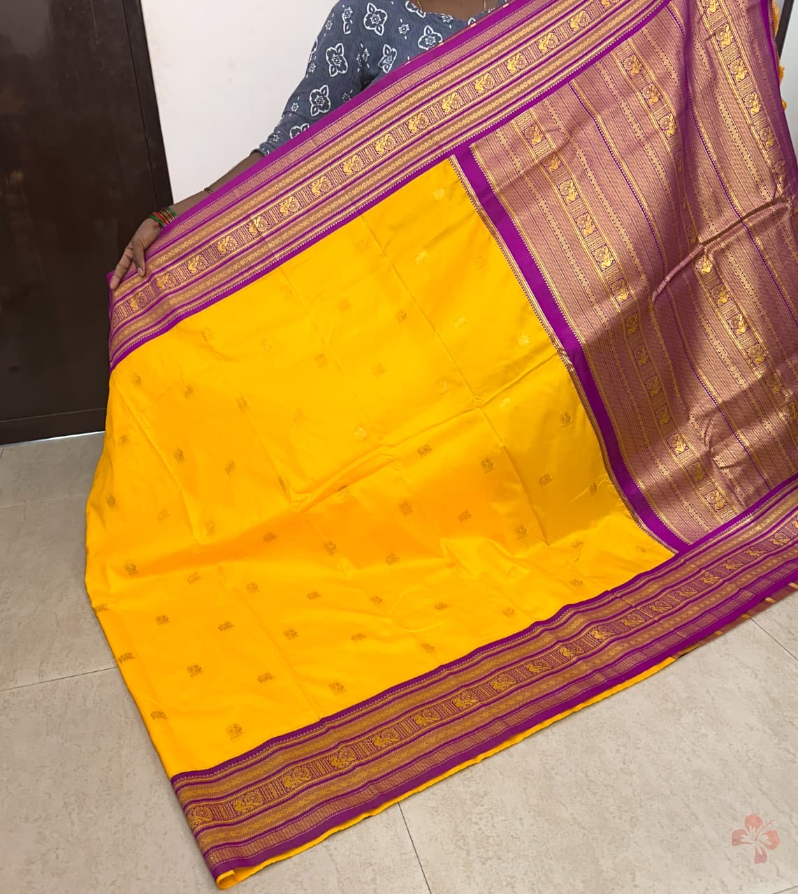 Semi kanjeevaram silk saree with vintage weaving rich unstitched blouse