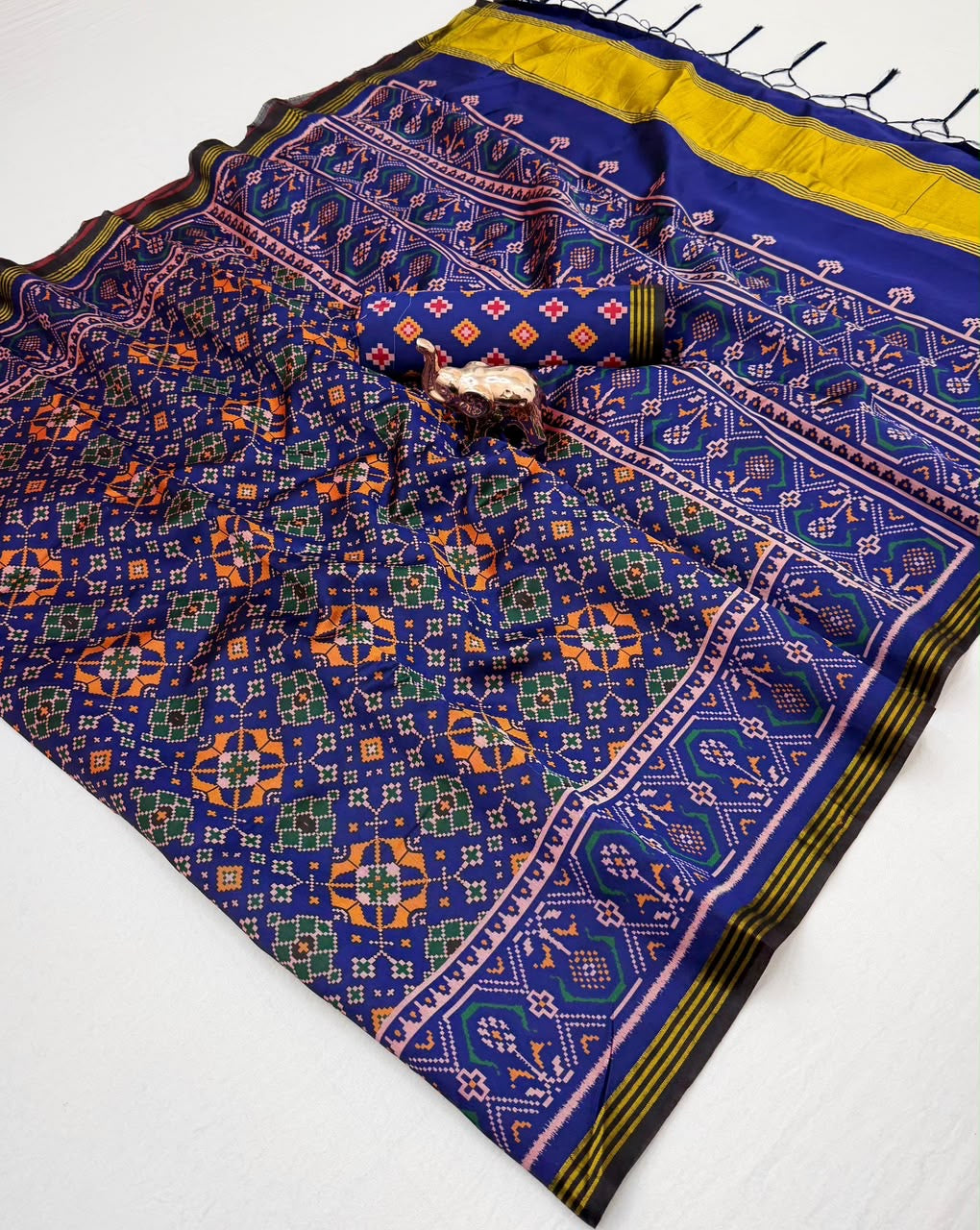 Fancy patan patola printed ikkat silk sarees