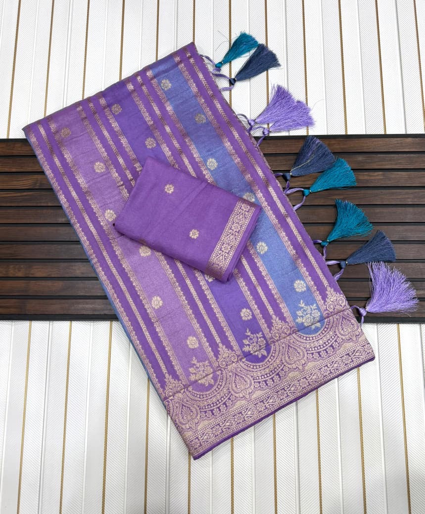 Banaras rangkat soft silk sarees with rich weaving allover and blouse
