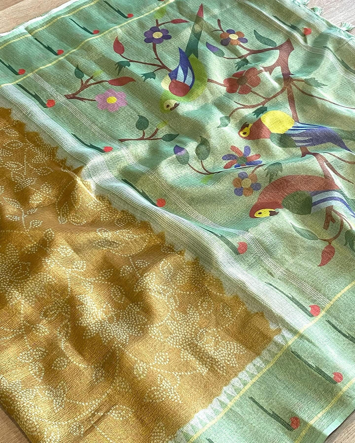 Kota bandini sarees with paithani border pallu and blouse