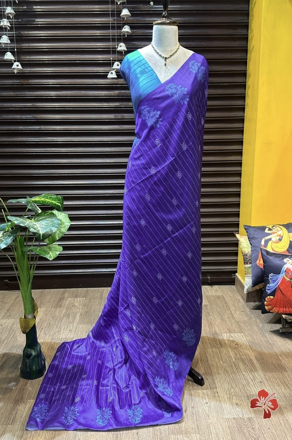 Fancy tussar silk cotton saree in unique combination