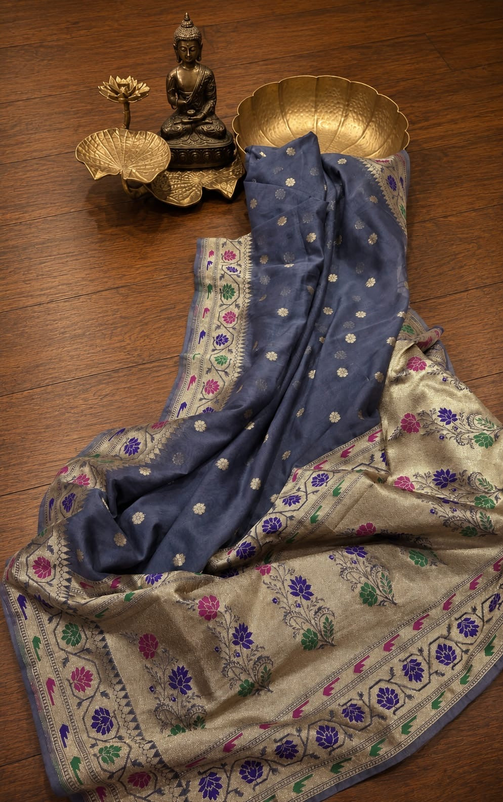 Banaras pure paithani crepe silk sarees with unstitched blouse