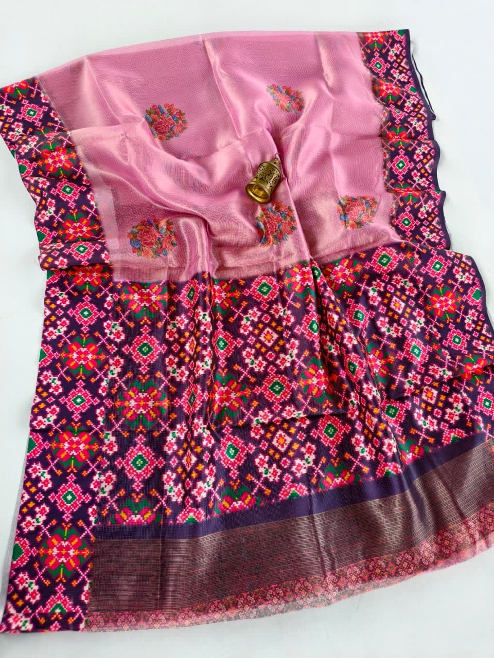 Exclusive tissue silk sarees with patola borders pallu and blouse