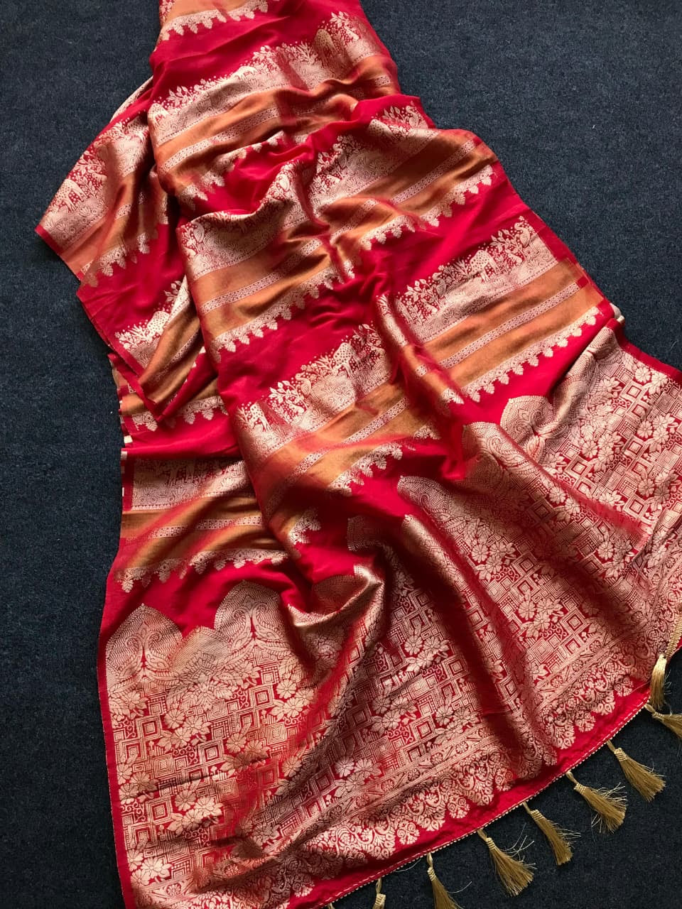 Banaras crepe silk sarees with rich weaving allover and blouse