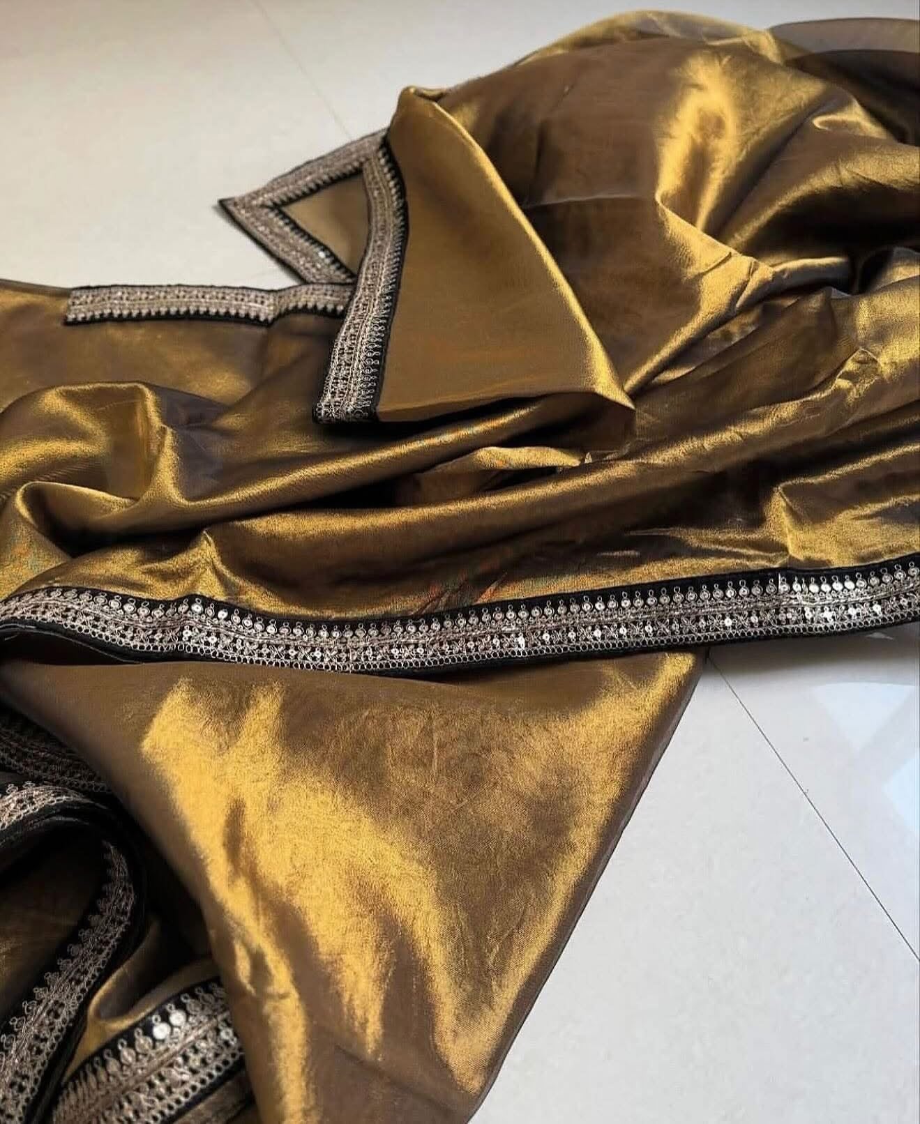 Exclusive banaras tissue silk saree with rich borders and velvet blouse