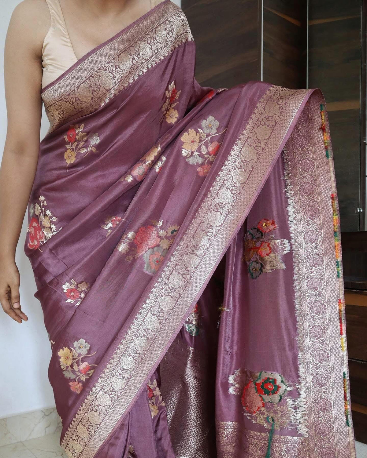 Banaras munga silk sarees with meenakari weaving