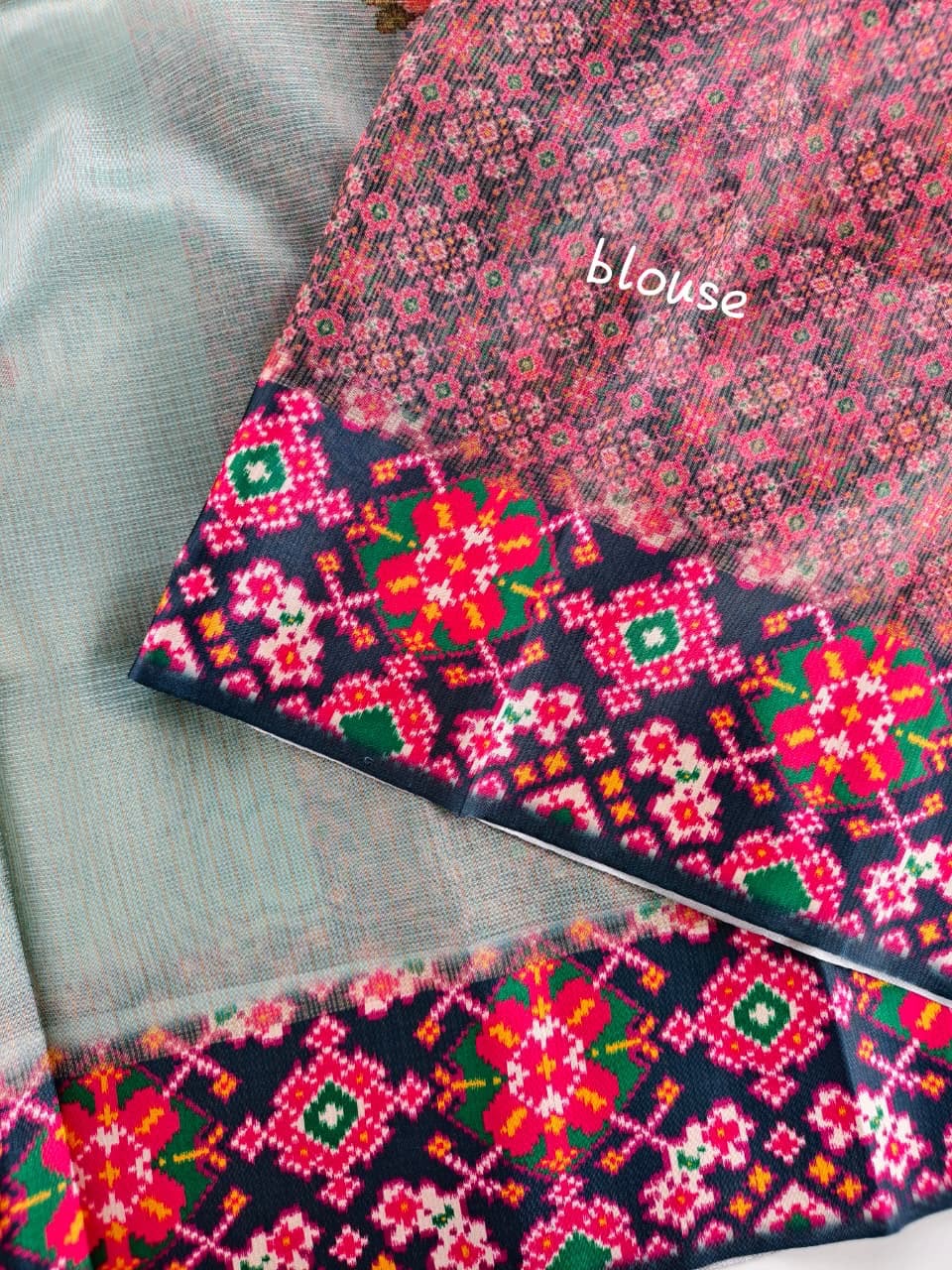 Exclusive tissue silk sarees with patola borders pallu and blouse