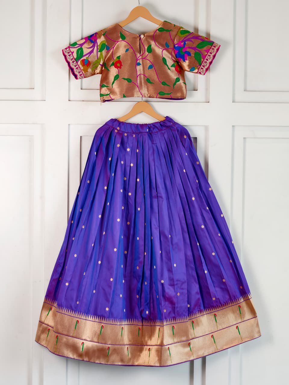 Banaras paithani kids lehanga with croptop (1-15 years )