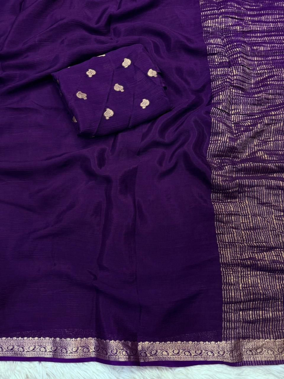Chinnon sarees with rich weaving borders pallu and blouse