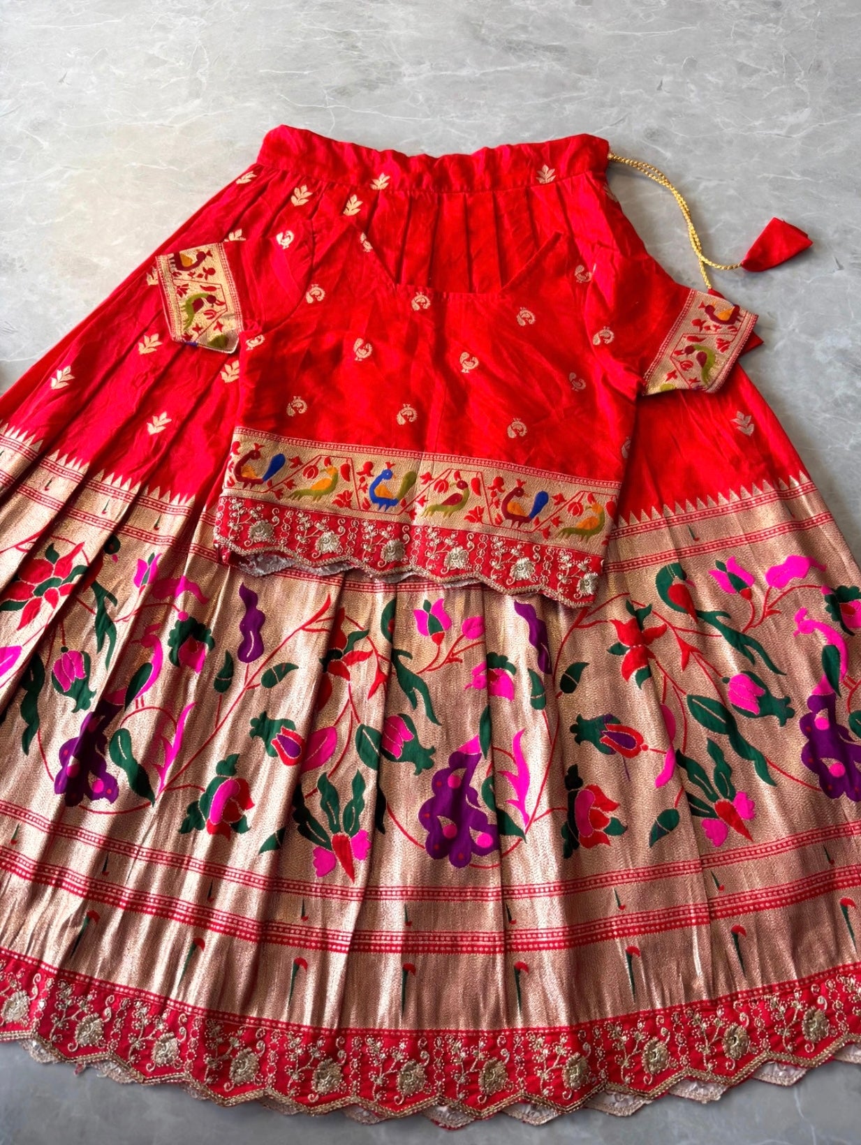 Kids banaras paithani fully stitched lehanga set (1-16 years )