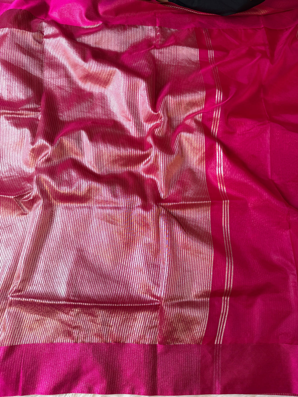Shilpa shetty inspired banaras tissue stripes soft silk sarees