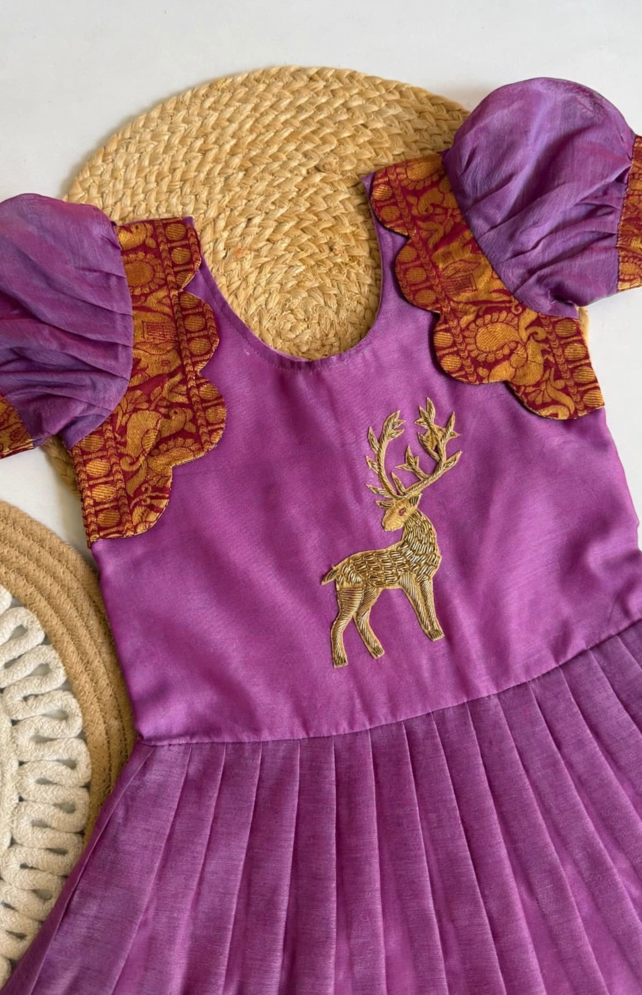 Narayanpet silk cotton fully stitched dresses with handwork (1-16 years)
