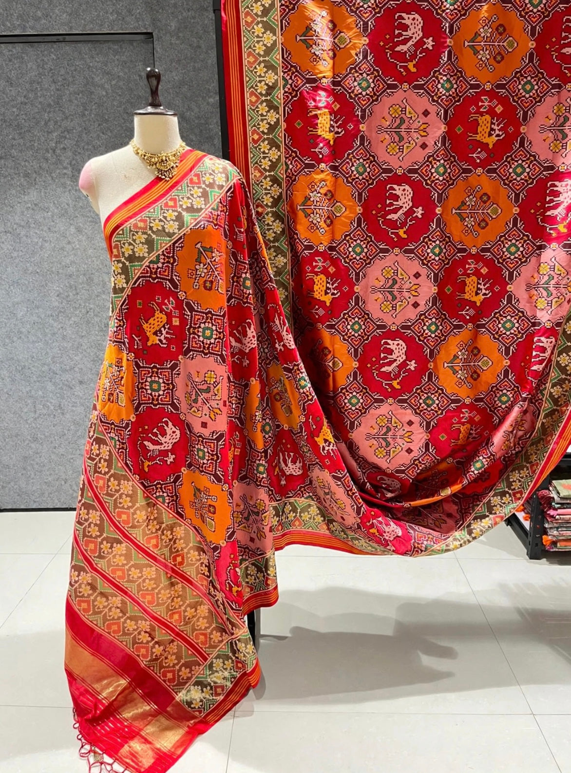 Fancy patan patola silk sarees in navaratan design