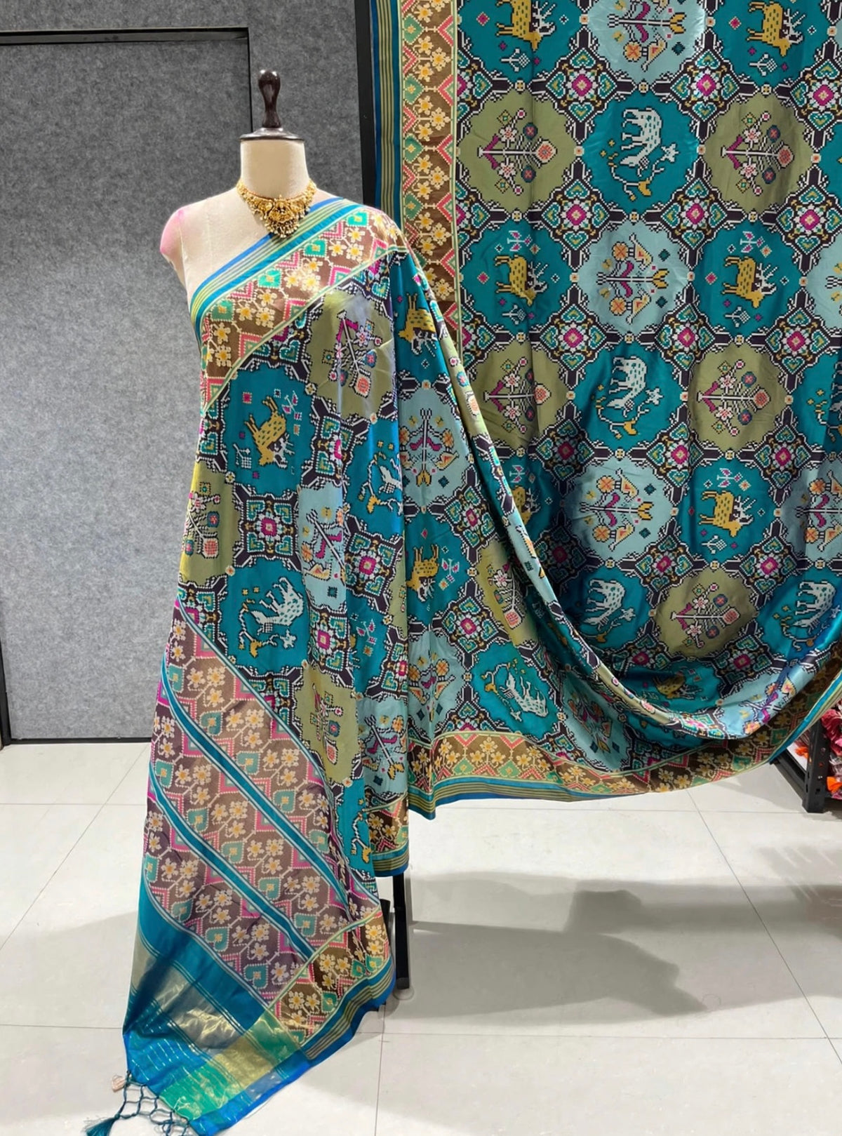 Fancy patan patola silk sarees in navaratan design