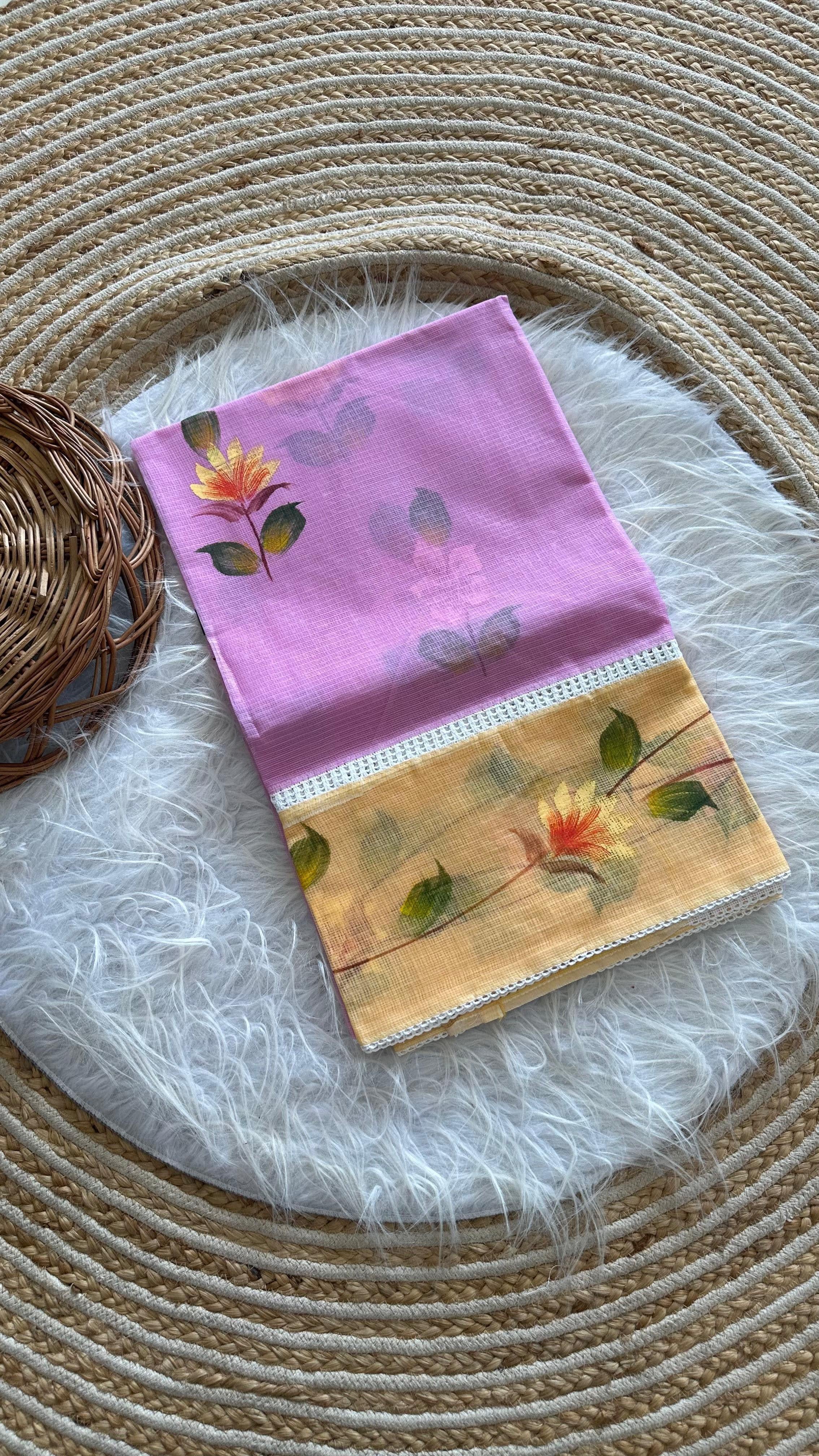 Kota sarees with handpainting allover
