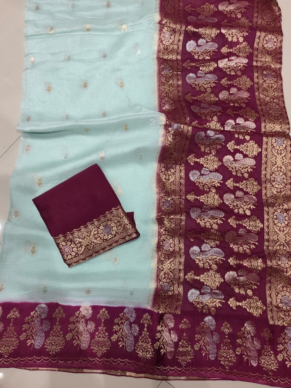 Exclusive pure kota silk sarees with mashru satin weaving borders and unstitched blouse