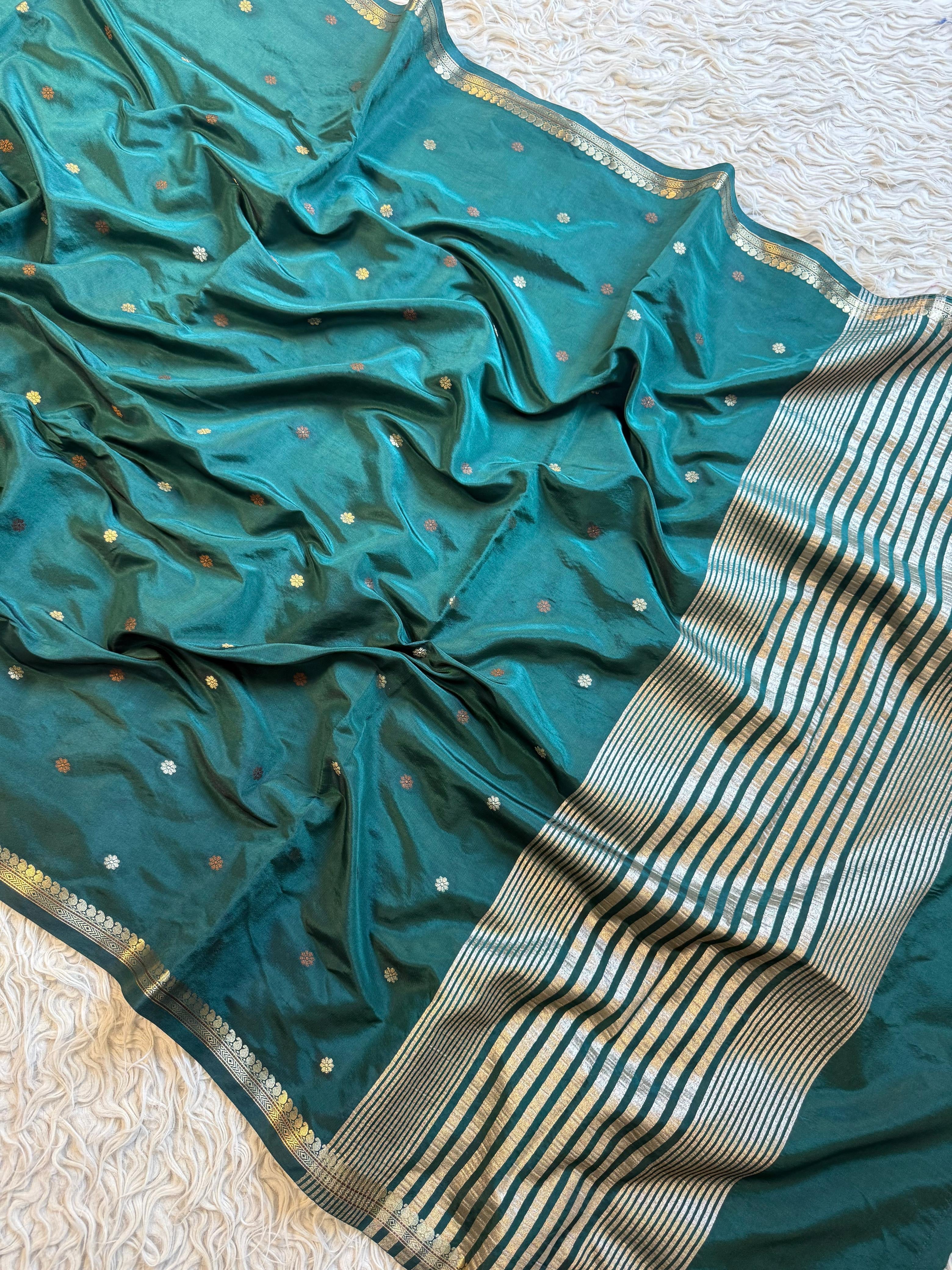 Vintage banaras soft silk sarees with allover weaving and rich unstitched blouse