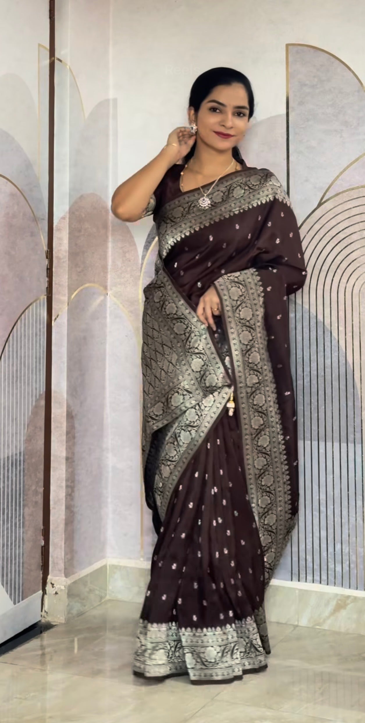 Banaras tussar silk sarees with allover weaving and unstitched blouse