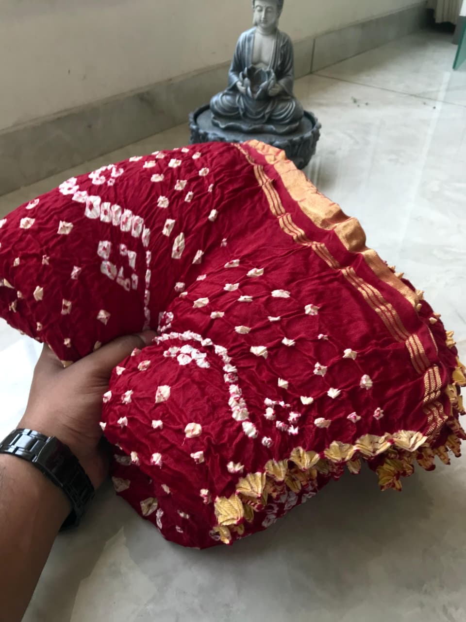 Exclusive modal silk saree with hand tie and dye unstitched blouse