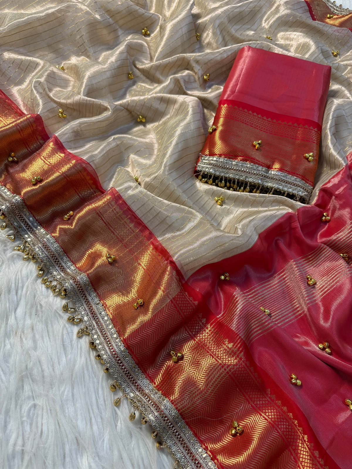Banaras tissue silk saree in ghungroo handwork