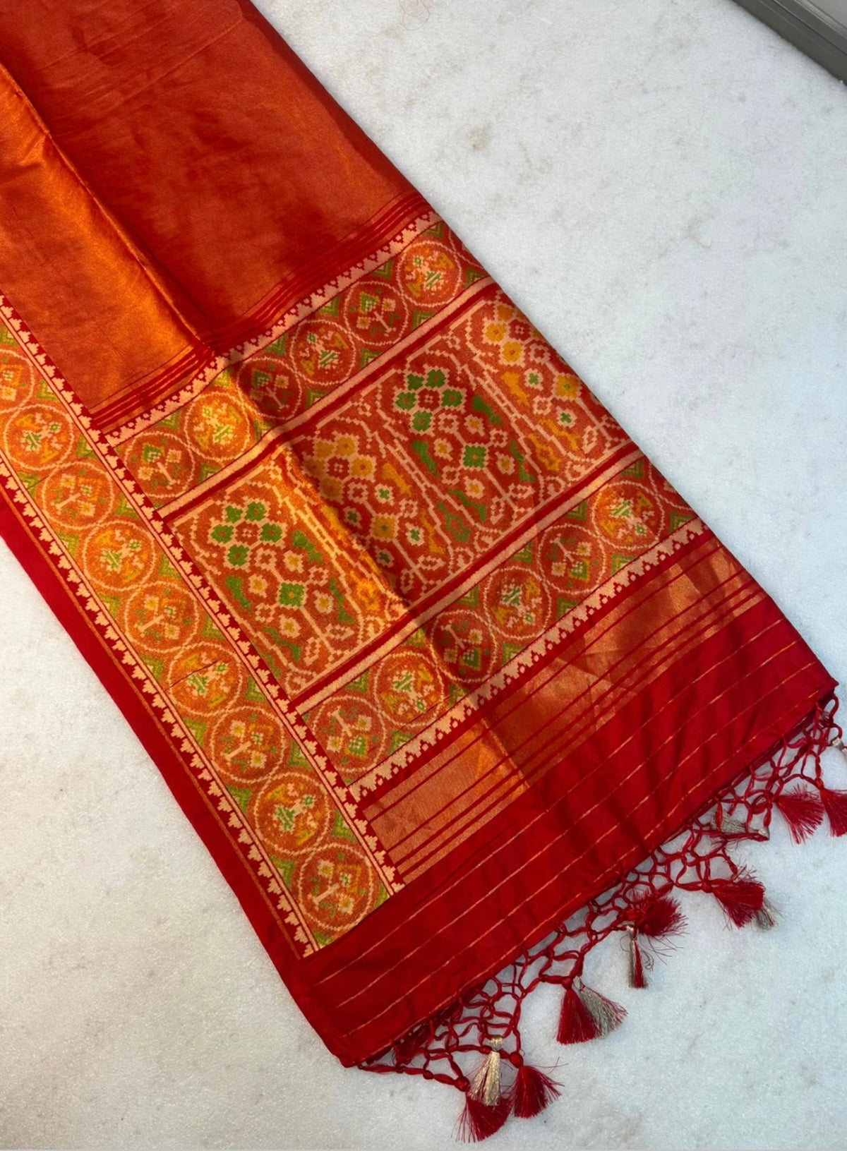 Fancy banaras patan patola silk sarees with rich patola blouse