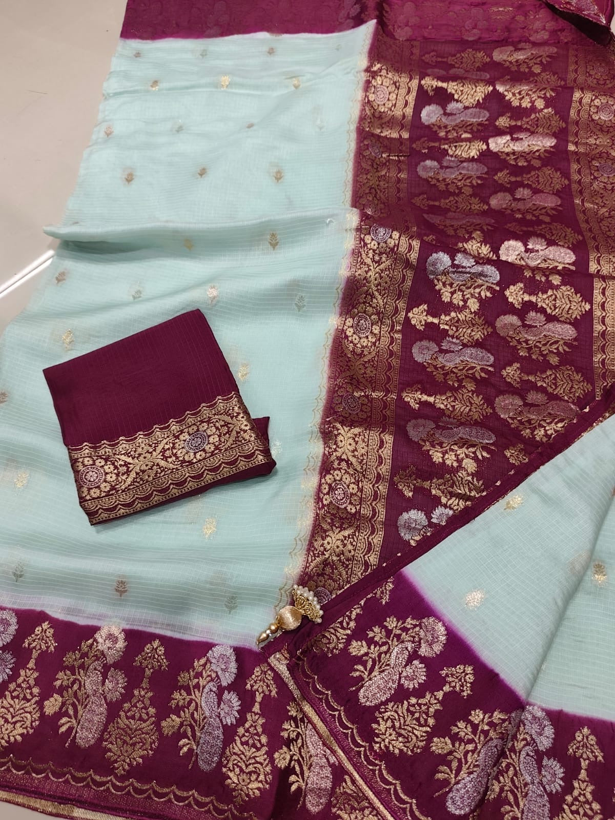 Exclusive pure kota silk sarees with mashru satin weaving borders and unstitched blouse
