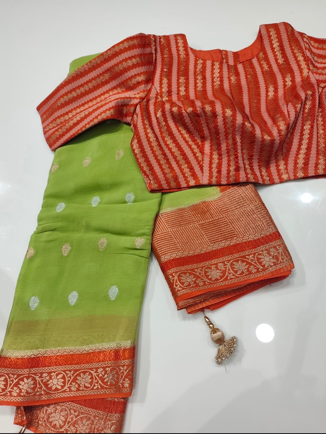 UNSTITCHED pure banaras crepe georgette saree with designer blouse