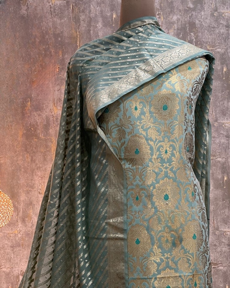 Banaras brocade 3 piece unstitched dress materials (2.5 meters each approx )