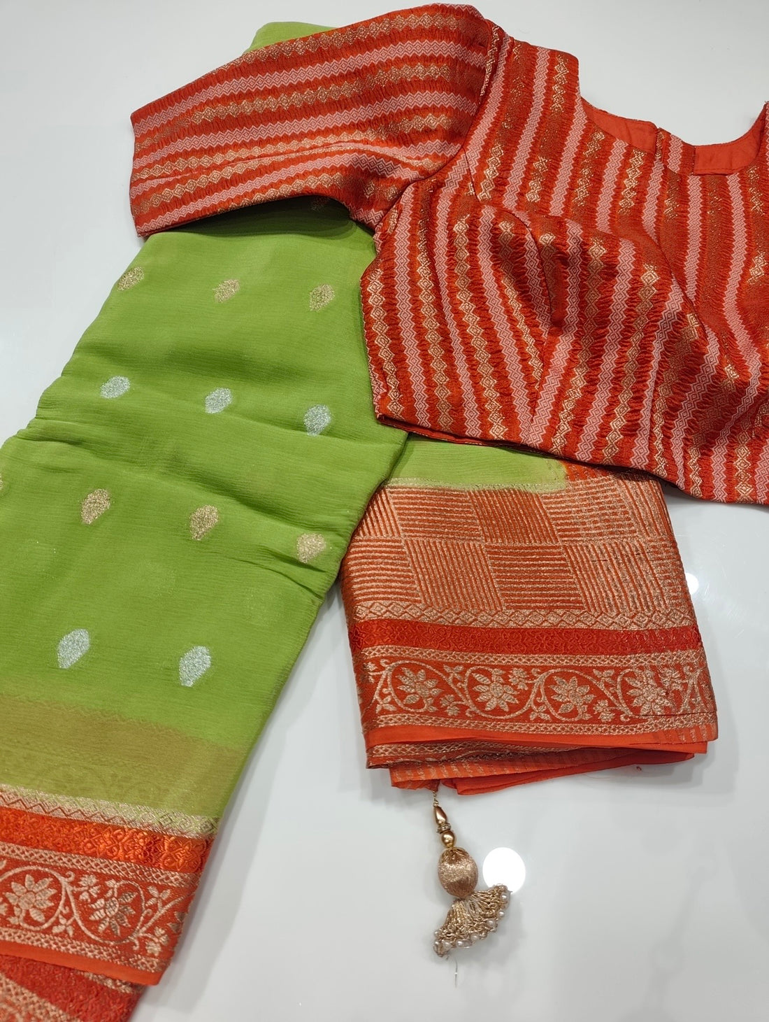 UNSTITCHED pure banaras crepe georgette saree with designer blouse