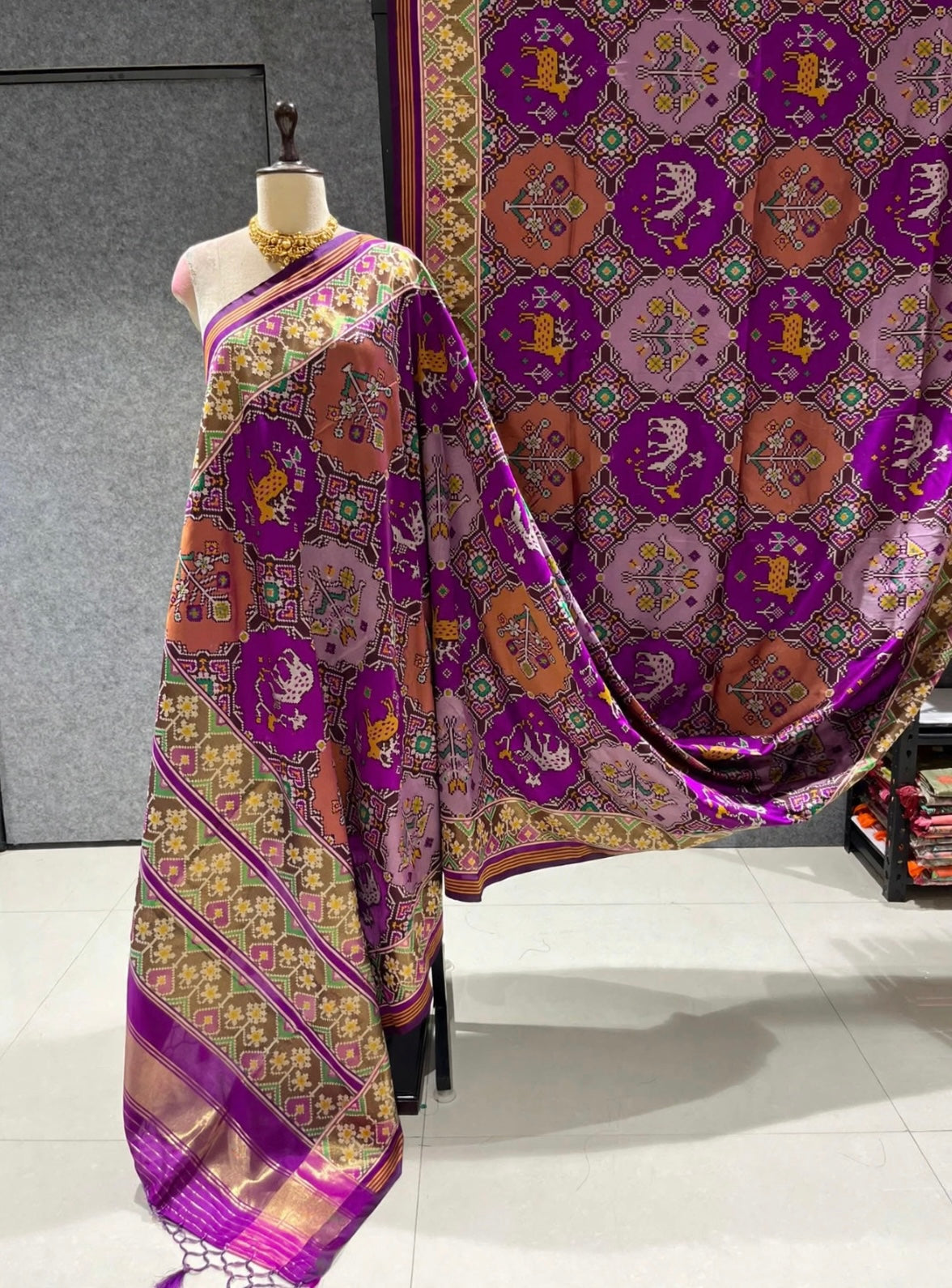Fancy patan patola silk sarees in navaratan design