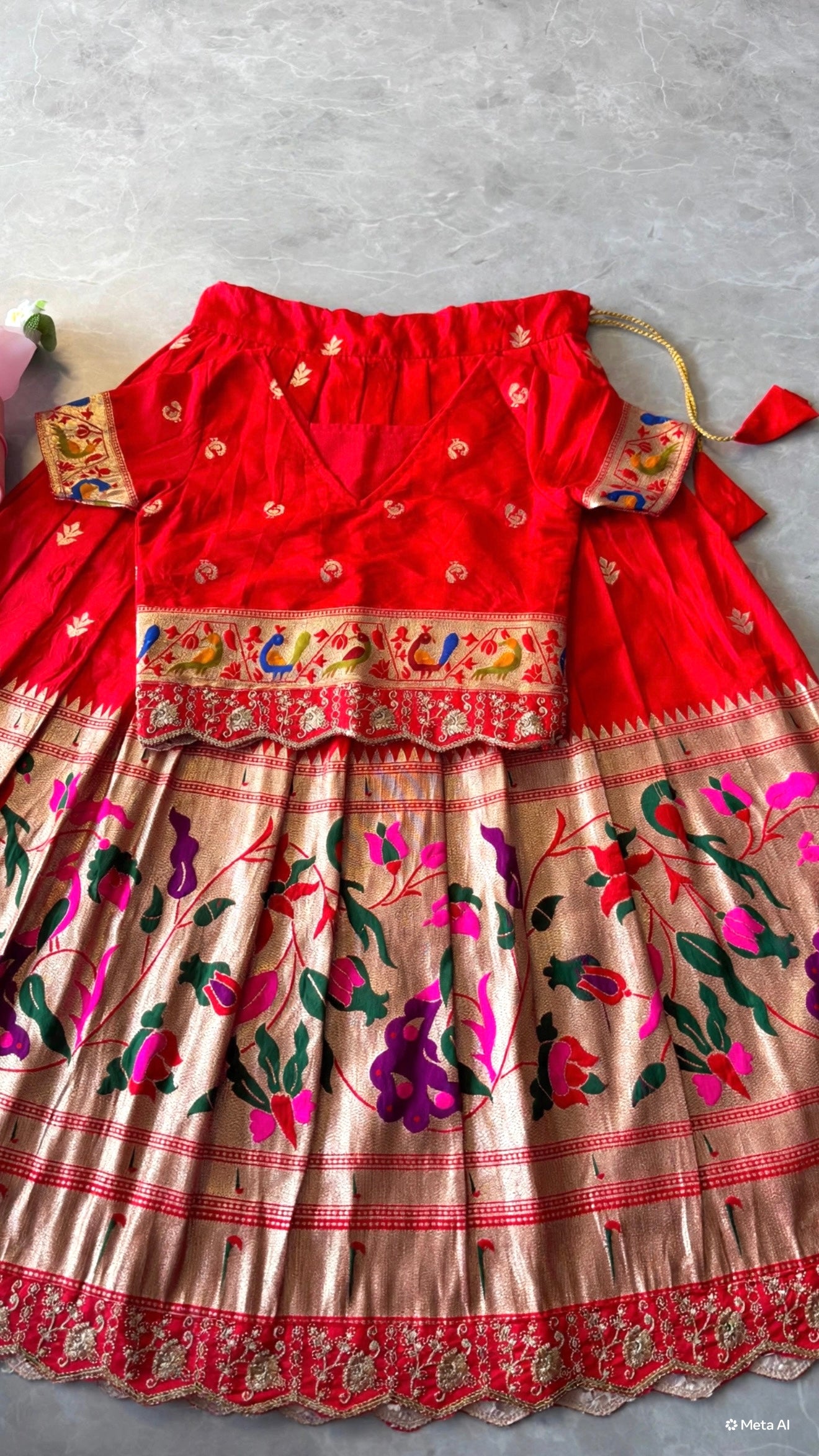 Kids banaras paithani fully stitched lehanga set (1-16 years )