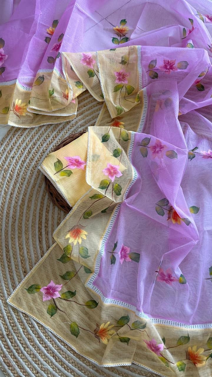 Kota sarees with handpainting allover