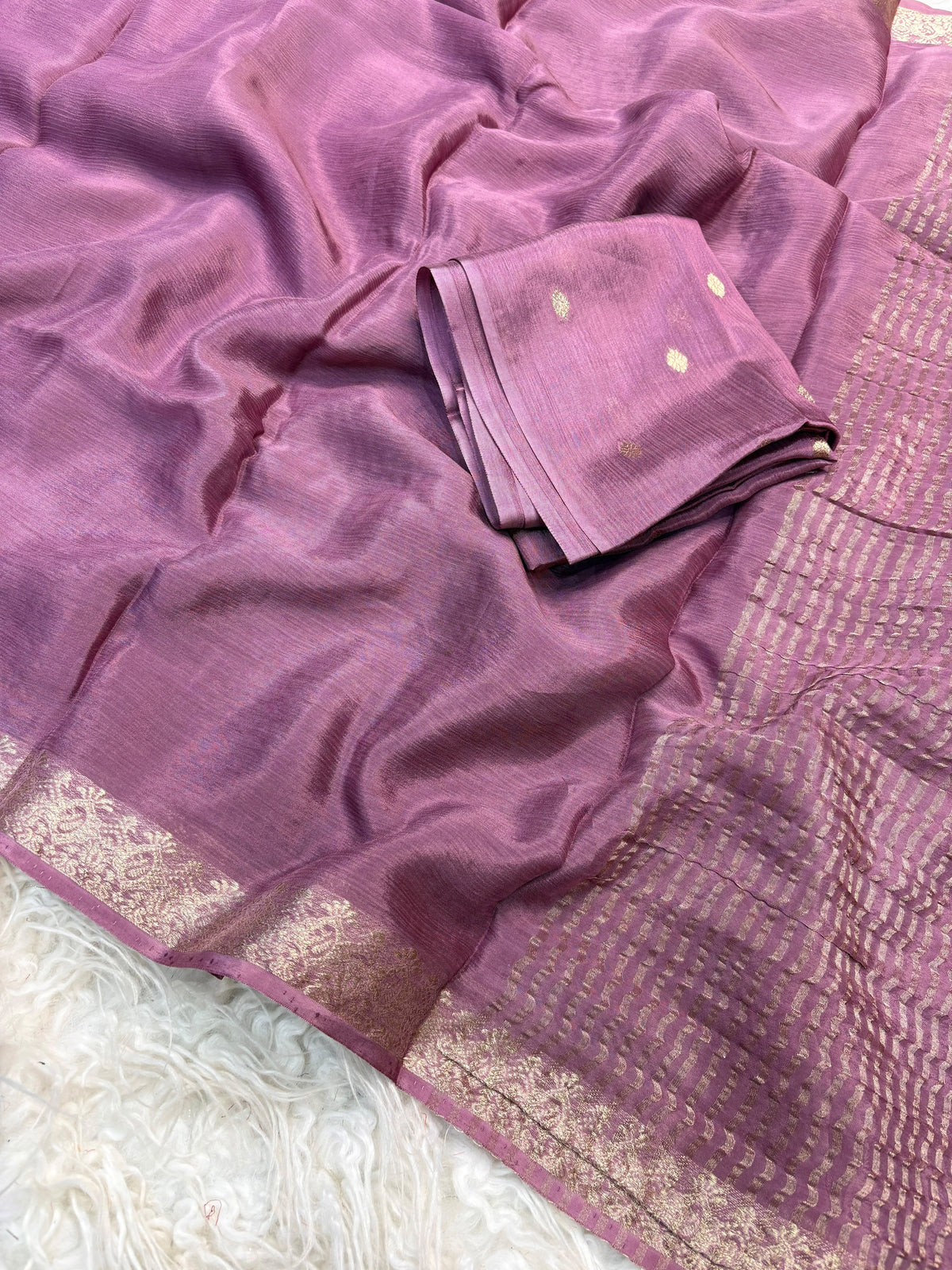 Vintage georgette sarees with rich weaving borders pallu and blouse