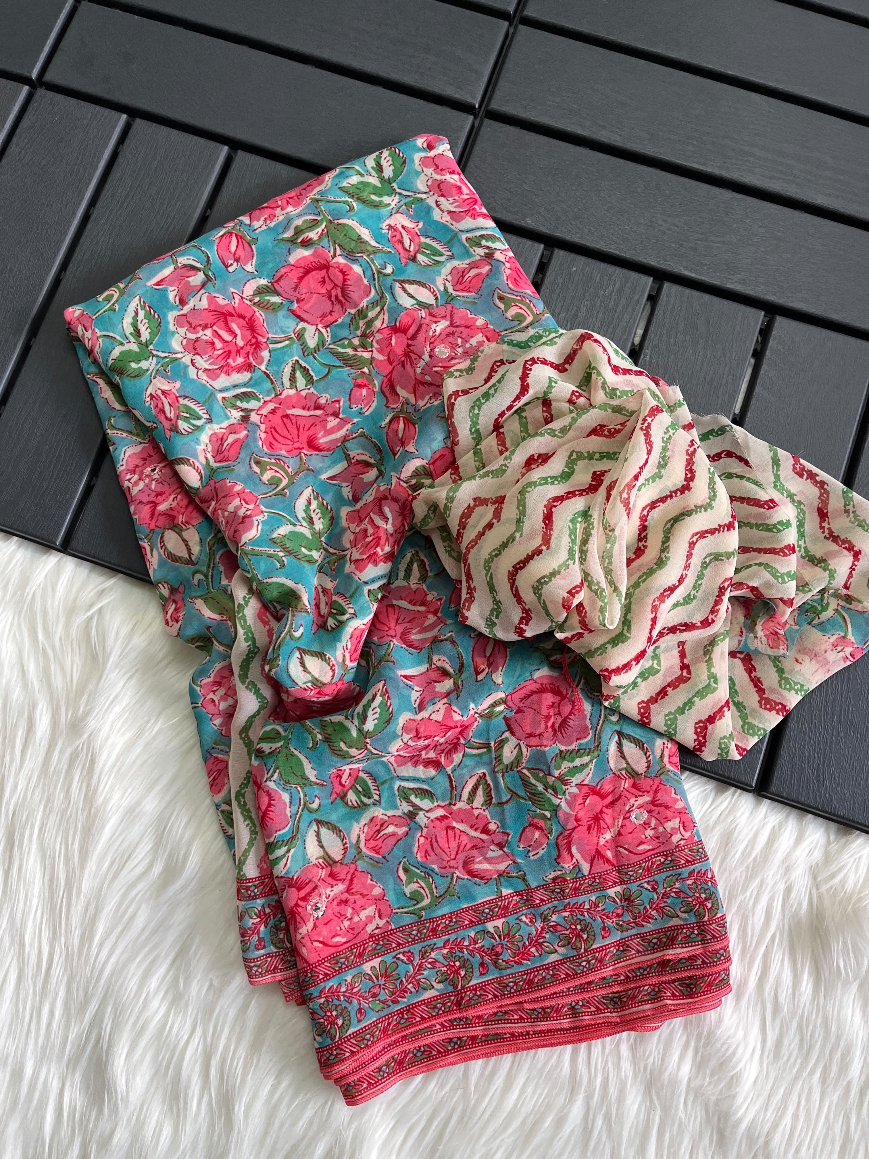 Exclusive designer printed georgette sarees