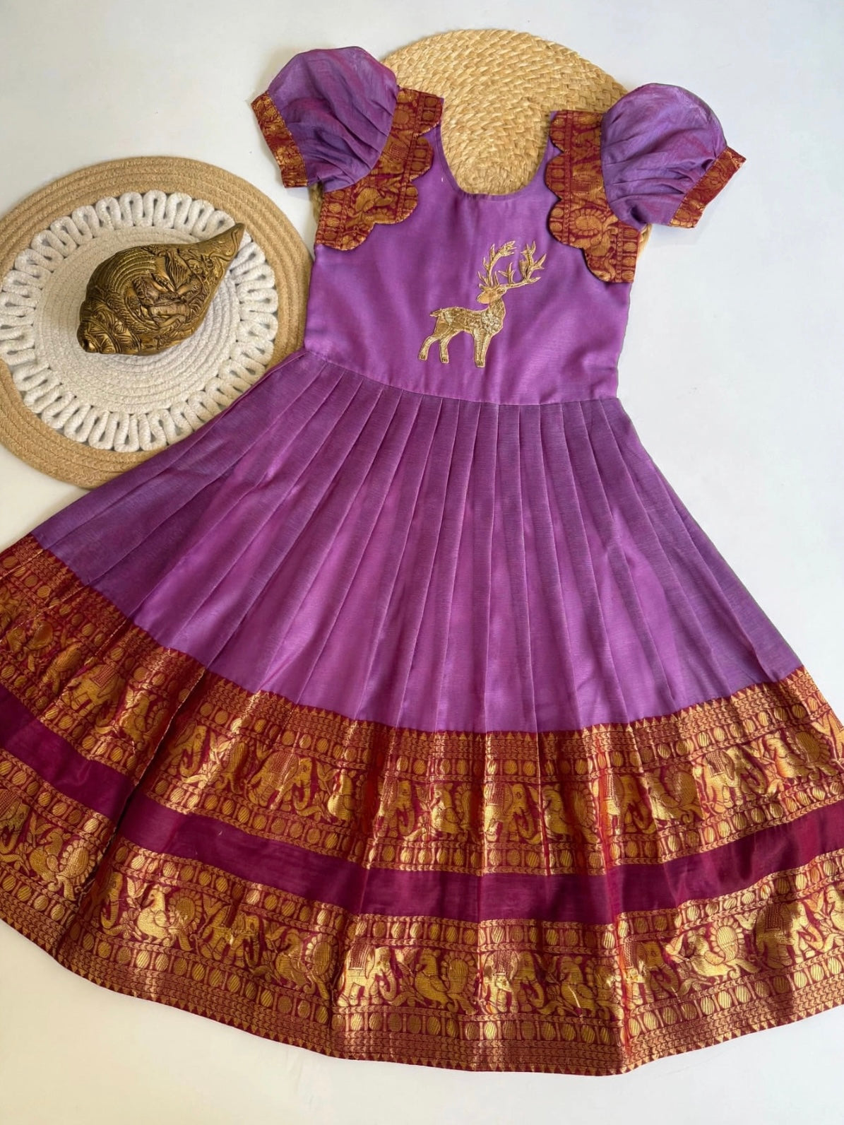 Narayanpet silk cotton fully stitched dresses with handwork (1-16 years)