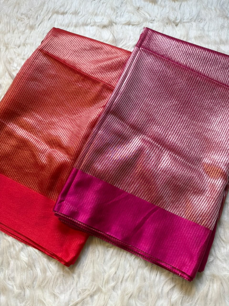 Shilpa shetty inspired banaras tissue stripes soft silk sarees