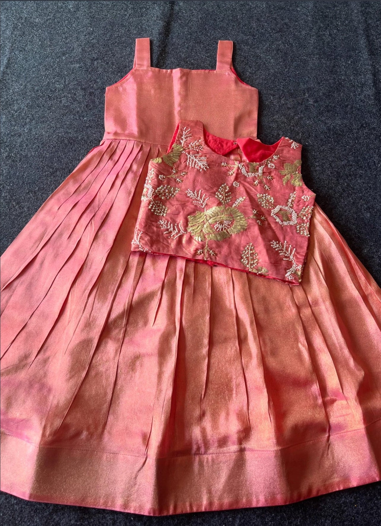 Kids tissue silk dress with rich croptop (0-16 years )