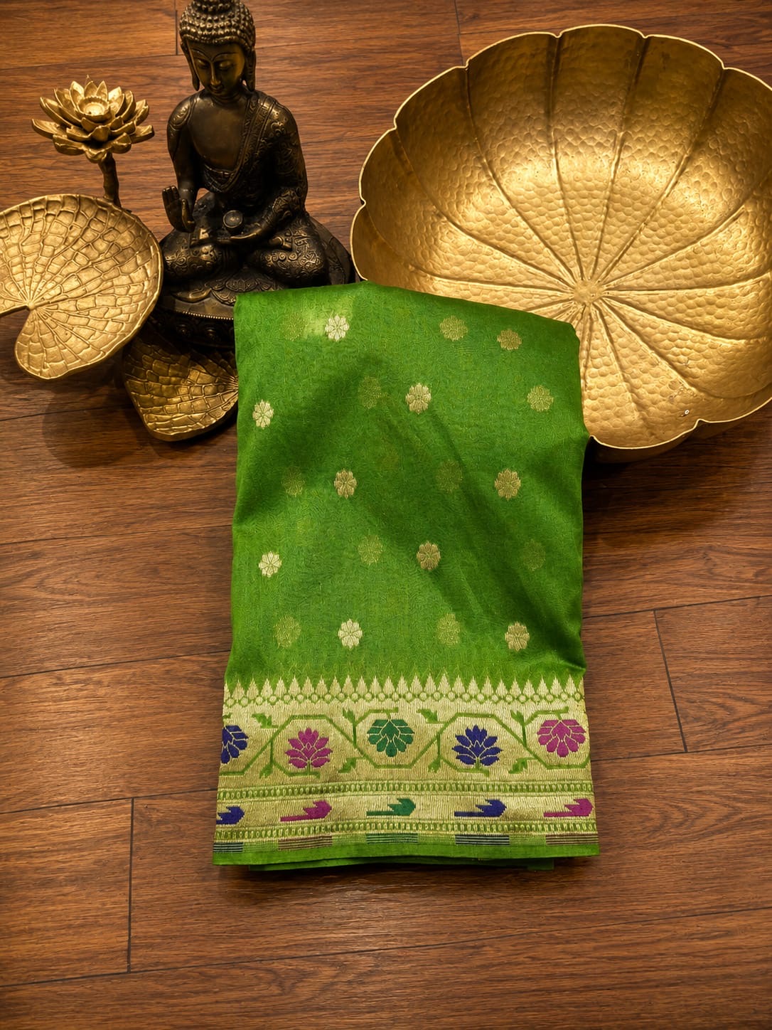 Banaras pure paithani crepe silk sarees with unstitched blouse